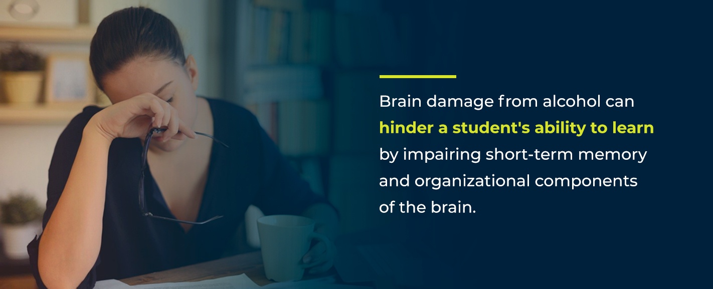 brain damage from alcohol in college