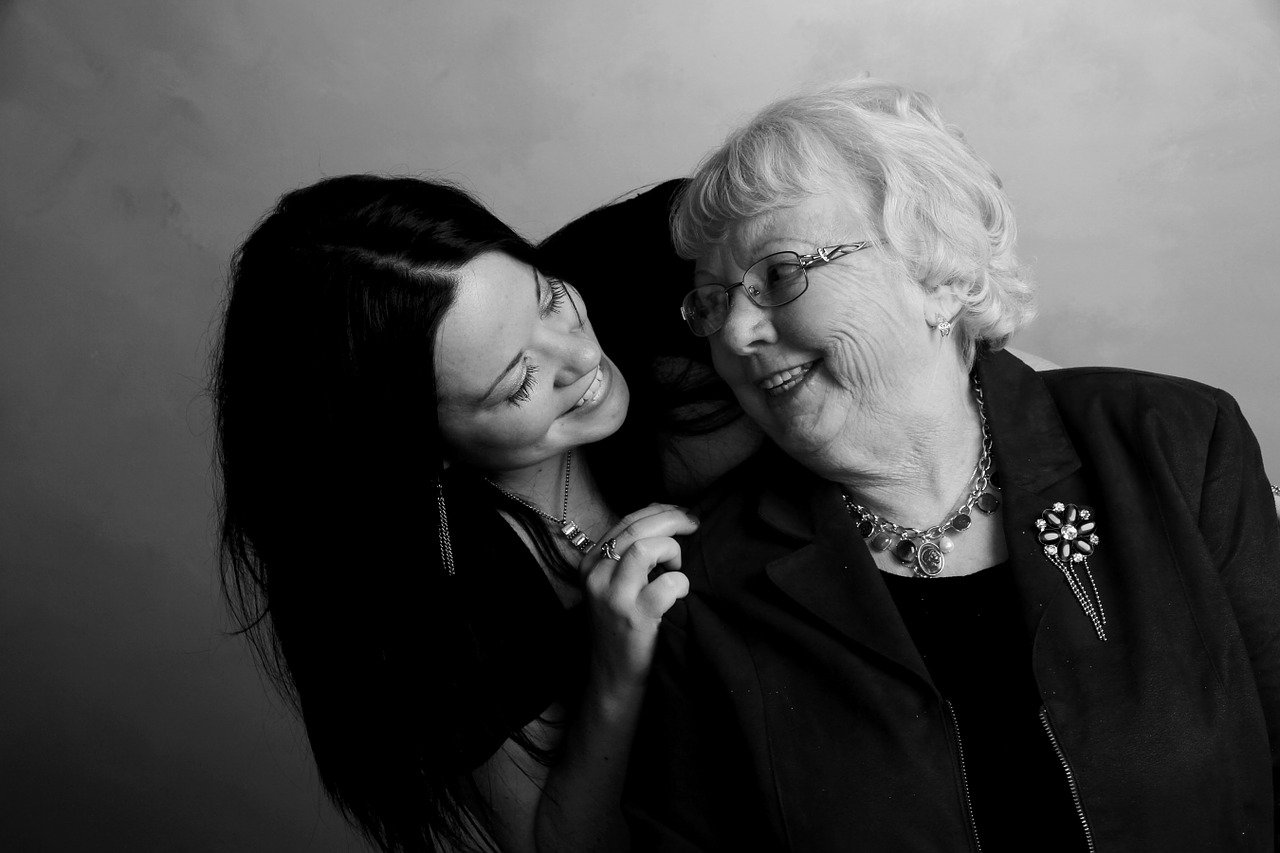 woman standing with her mom