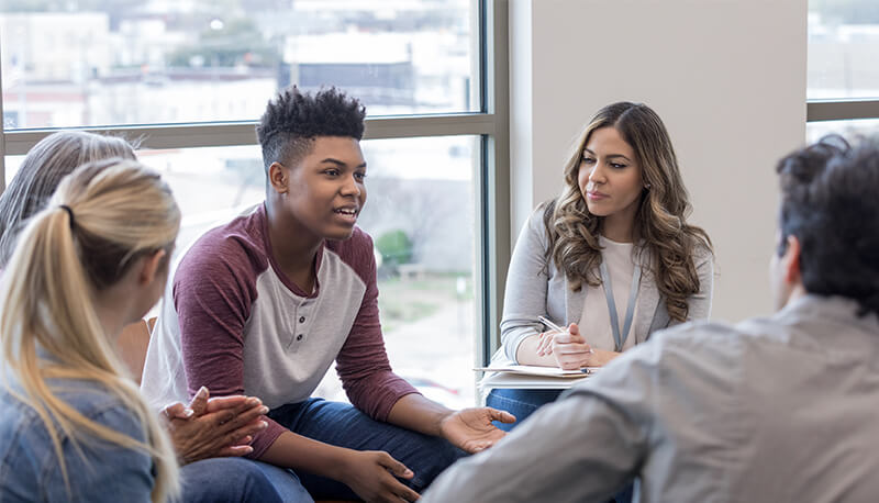 Young people in group therapy