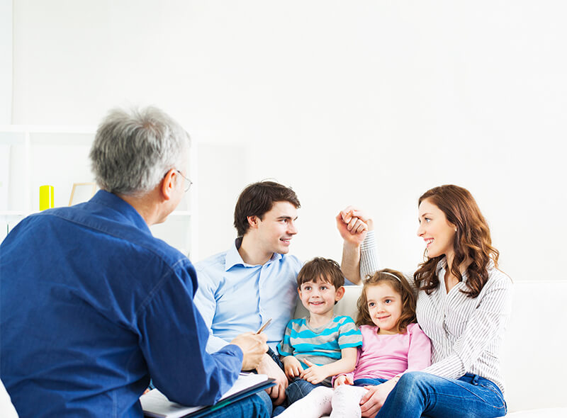 Family having a meeting with a counselor