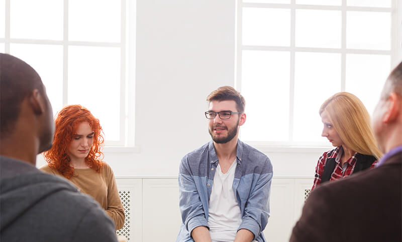 Discussion in a group therapy session