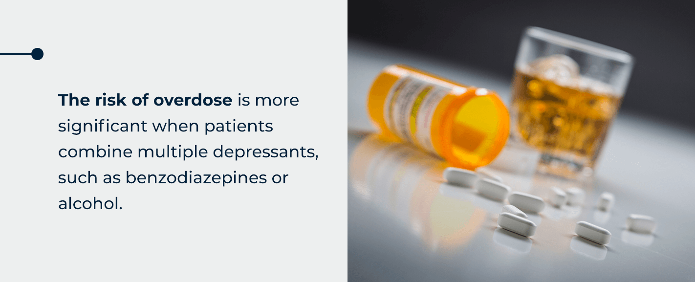 the risk of overdose is more significant when patients combine multiple depressants, such as benzodiazepines or alcohol